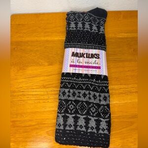 New Muk Luks A La Mode Over-the-Knee Socks - Black & Gray one size fits all